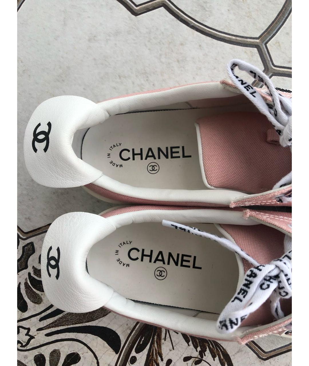 CHANEL Розовые текстильные кеды, фото 3