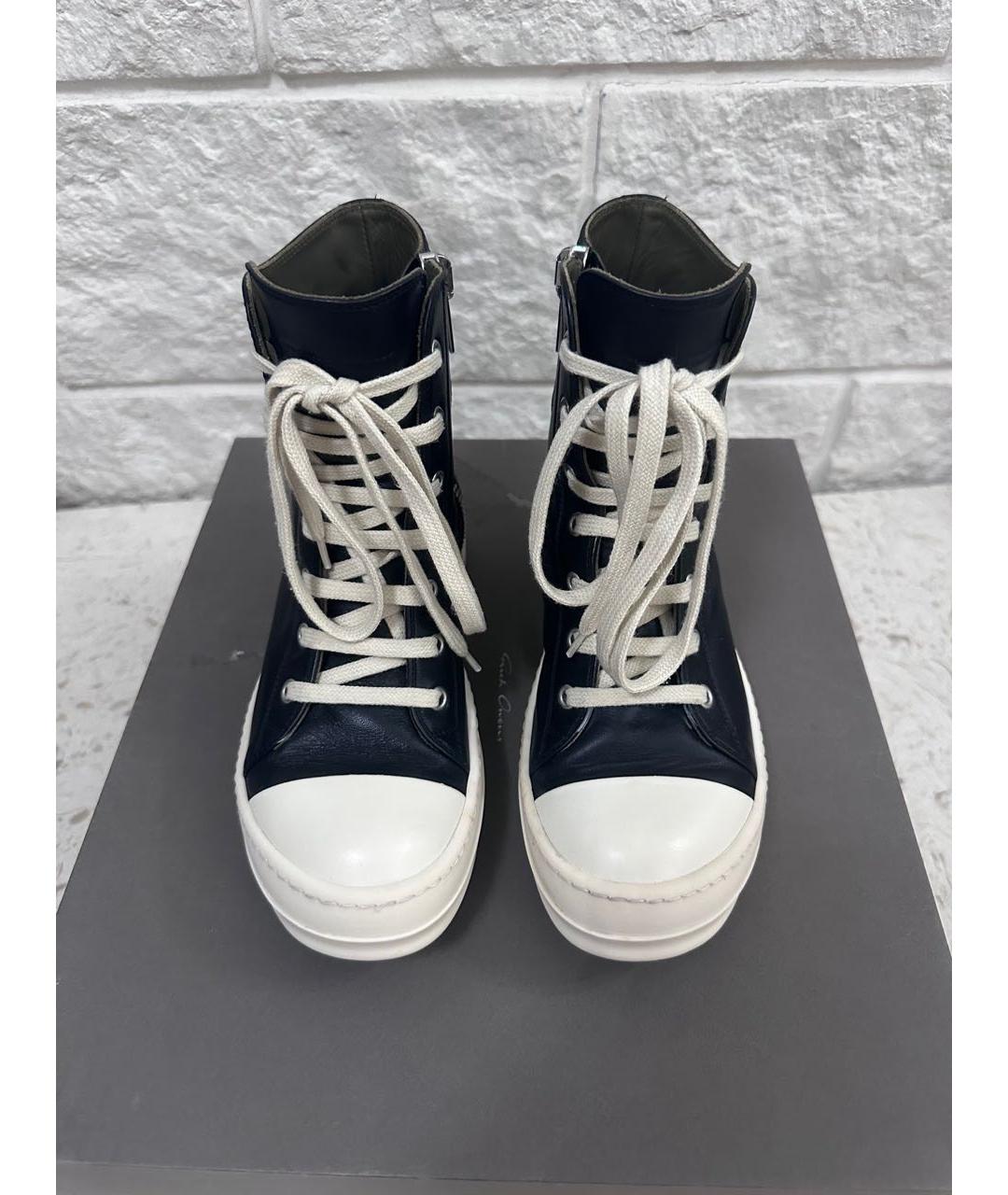 RICK OWENS Черные кожаные кеды, фото 2