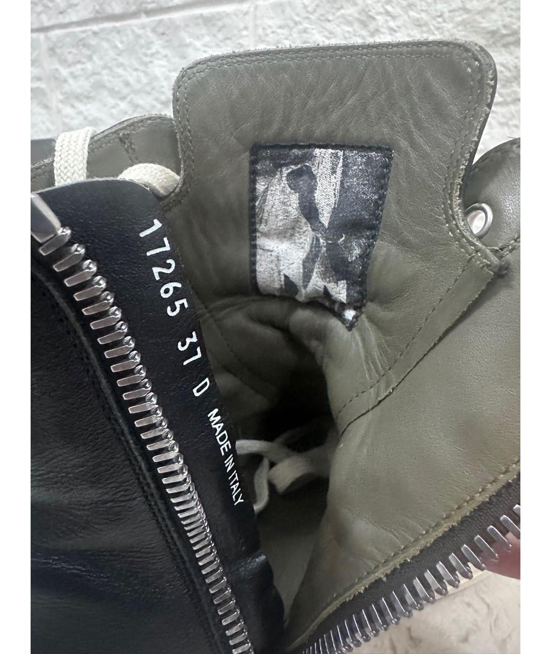 RICK OWENS Черные кожаные кеды, фото 3