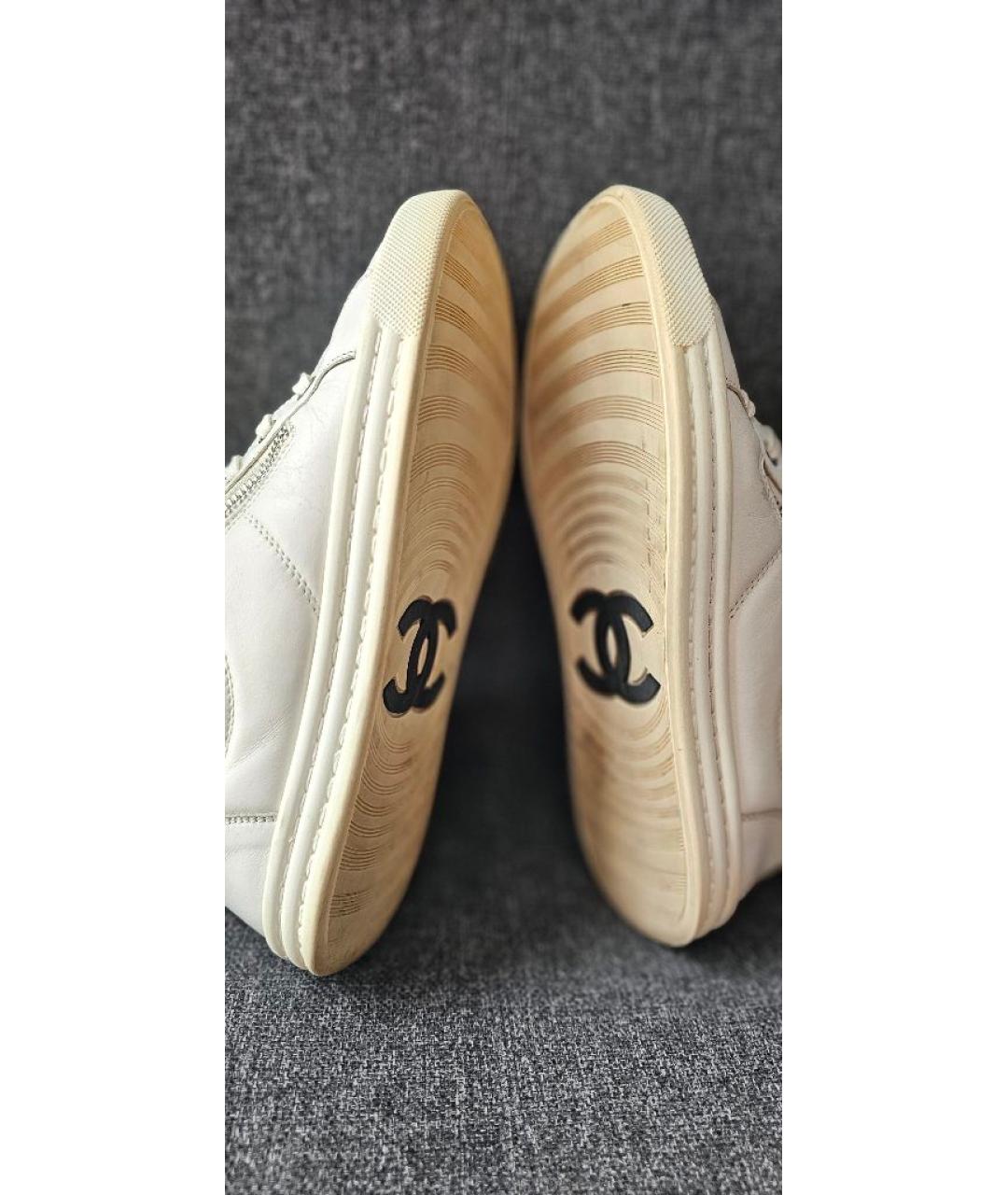 CHANEL Белые кожаные кеды, фото 7
