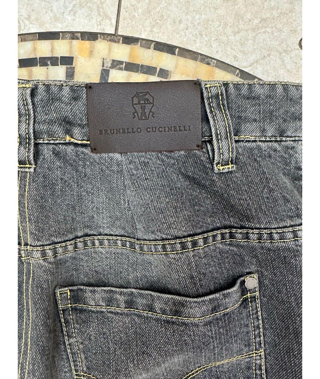 BRUNELLO CUCINELLI Серые хлопковые джинсы слим, фото 6