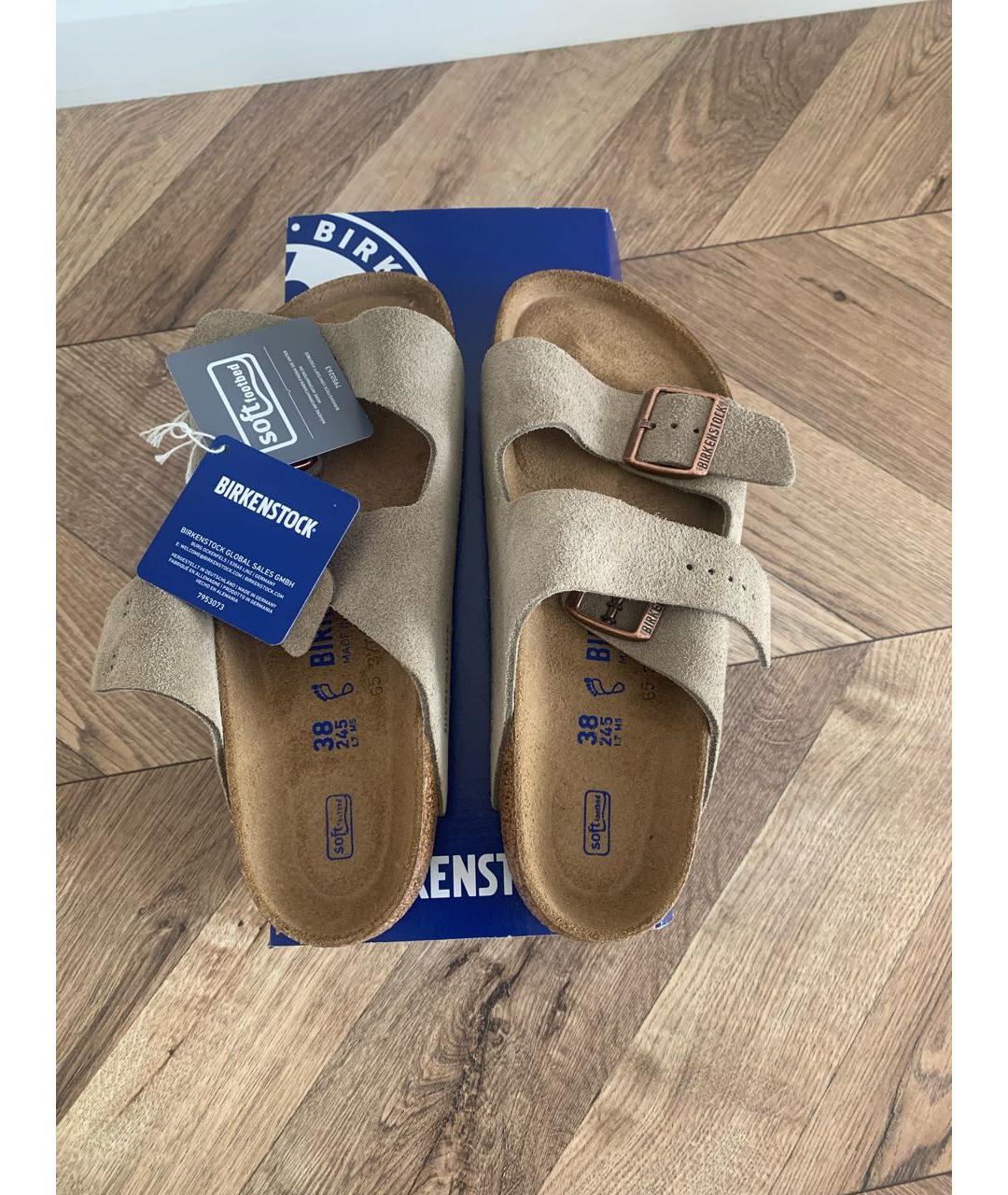 BIRKENSTOCK Бежевые замшевые сандалии, фото 3