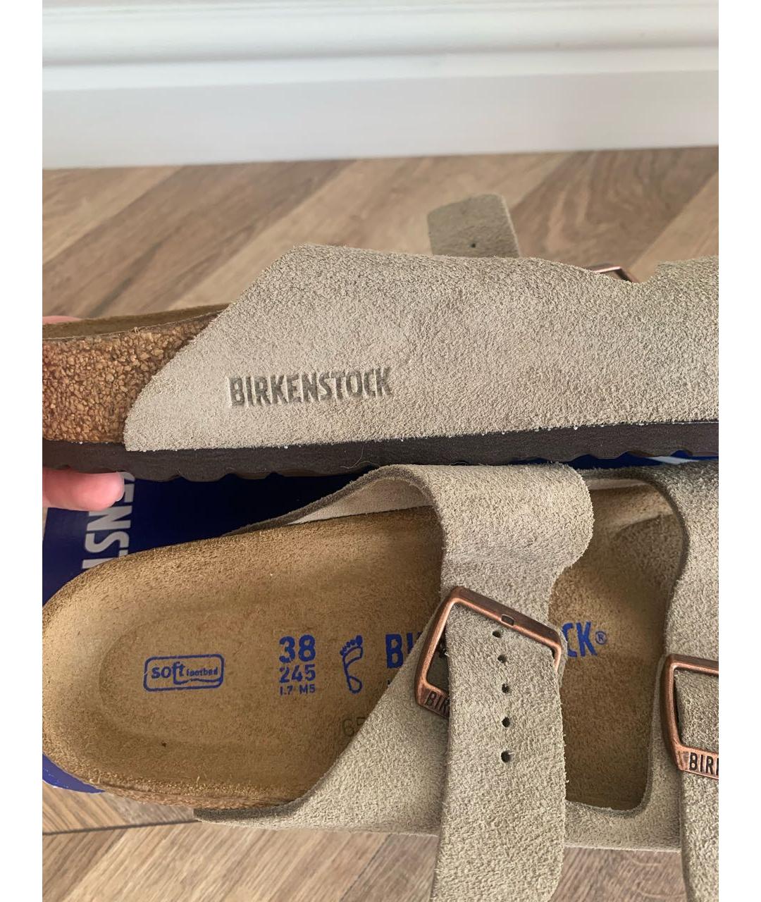 BIRKENSTOCK Бежевые замшевые сандалии, фото 4