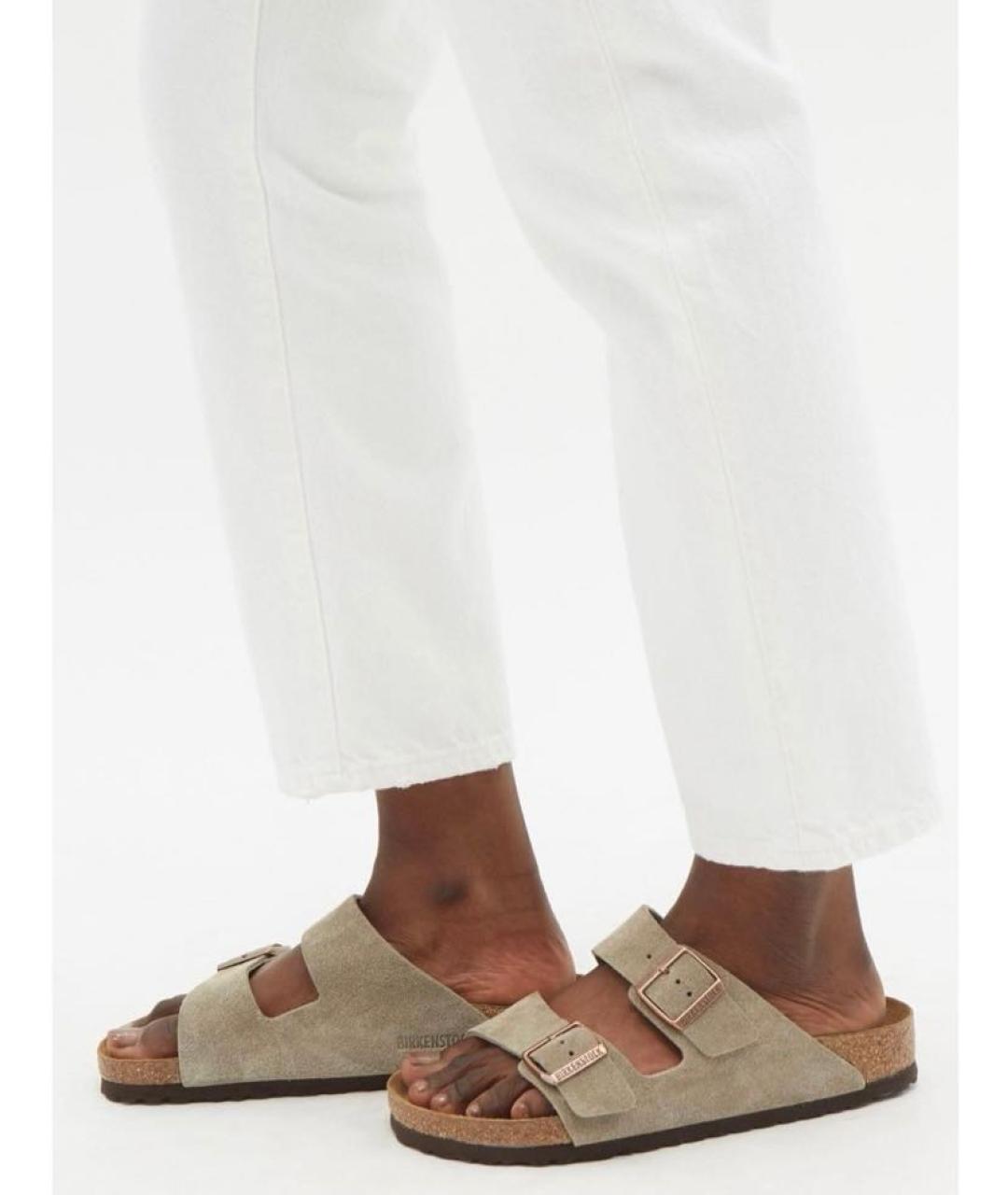 BIRKENSTOCK Бежевые замшевые сандалии, фото 6