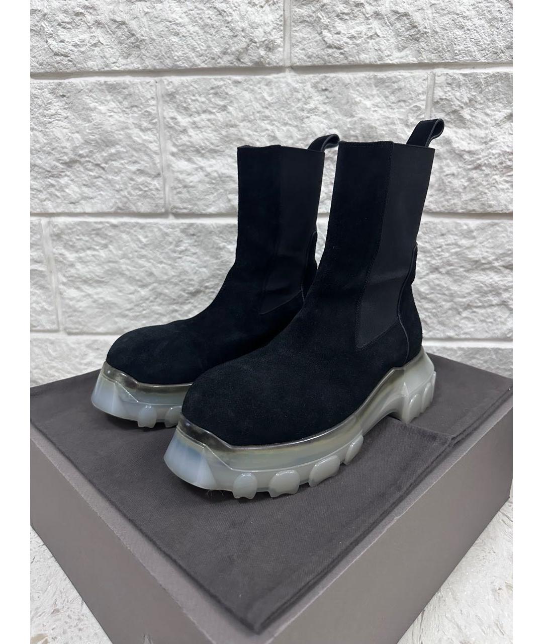 RICK OWENS Черные замшевые высокие ботинки, фото 8
