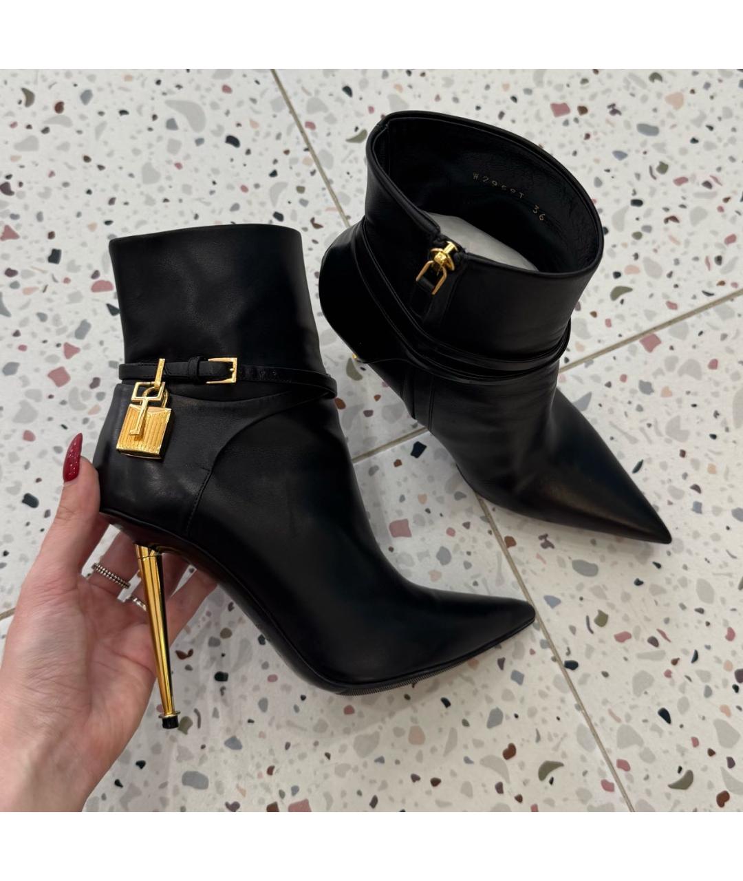 TOM FORD Черные кожаные ботильоны, фото 6