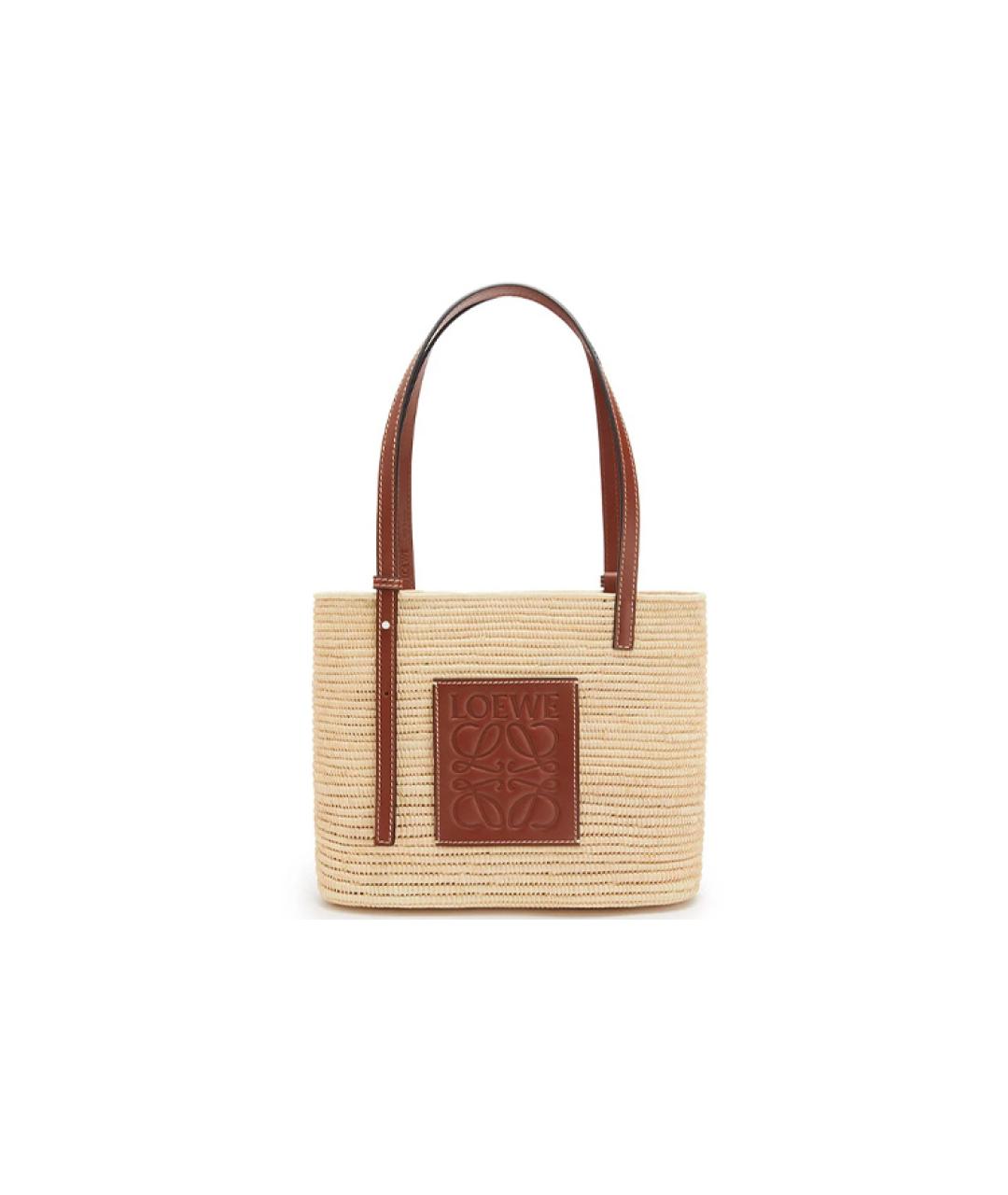 LOEWE Бежевая пелетеная пляжная сумка, фото 6