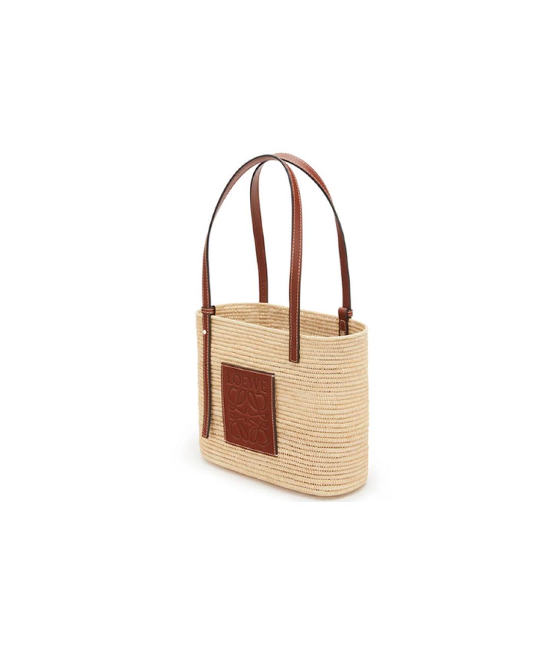 LOEWE Бежевая пелетеная пляжная сумка, фото 3
