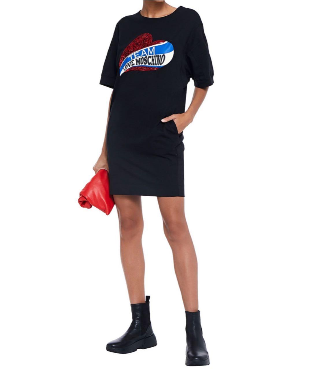 LOVE MOSCHINO Черная хлопковая футболка, фото 3