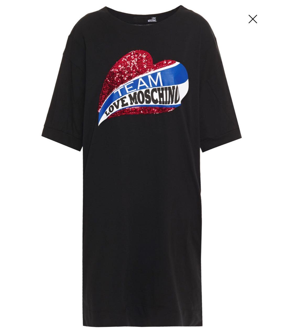 LOVE MOSCHINO Черная хлопковая футболка, фото 5
