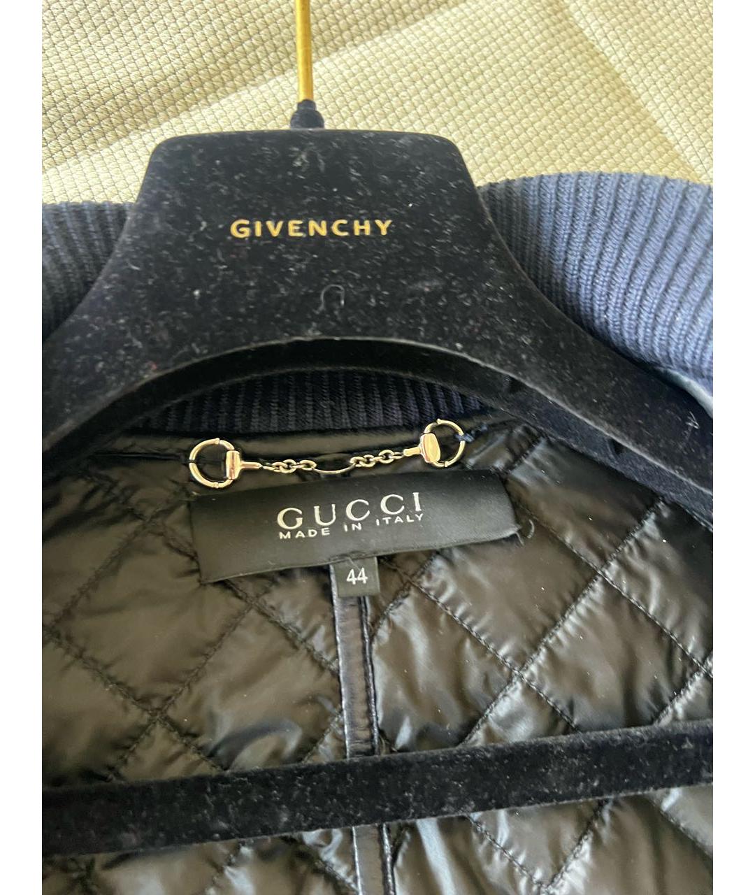 GUCCI Темно-синяя кожаная куртка, фото 2