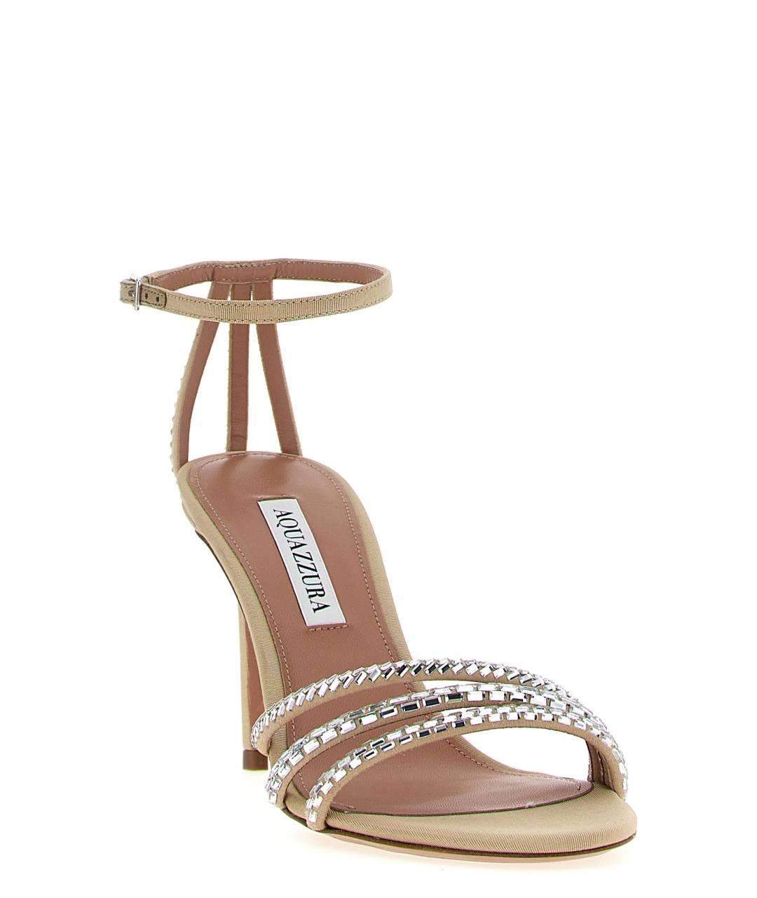 AQUAZZURA Бежевые текстильные босоножки, фото 2