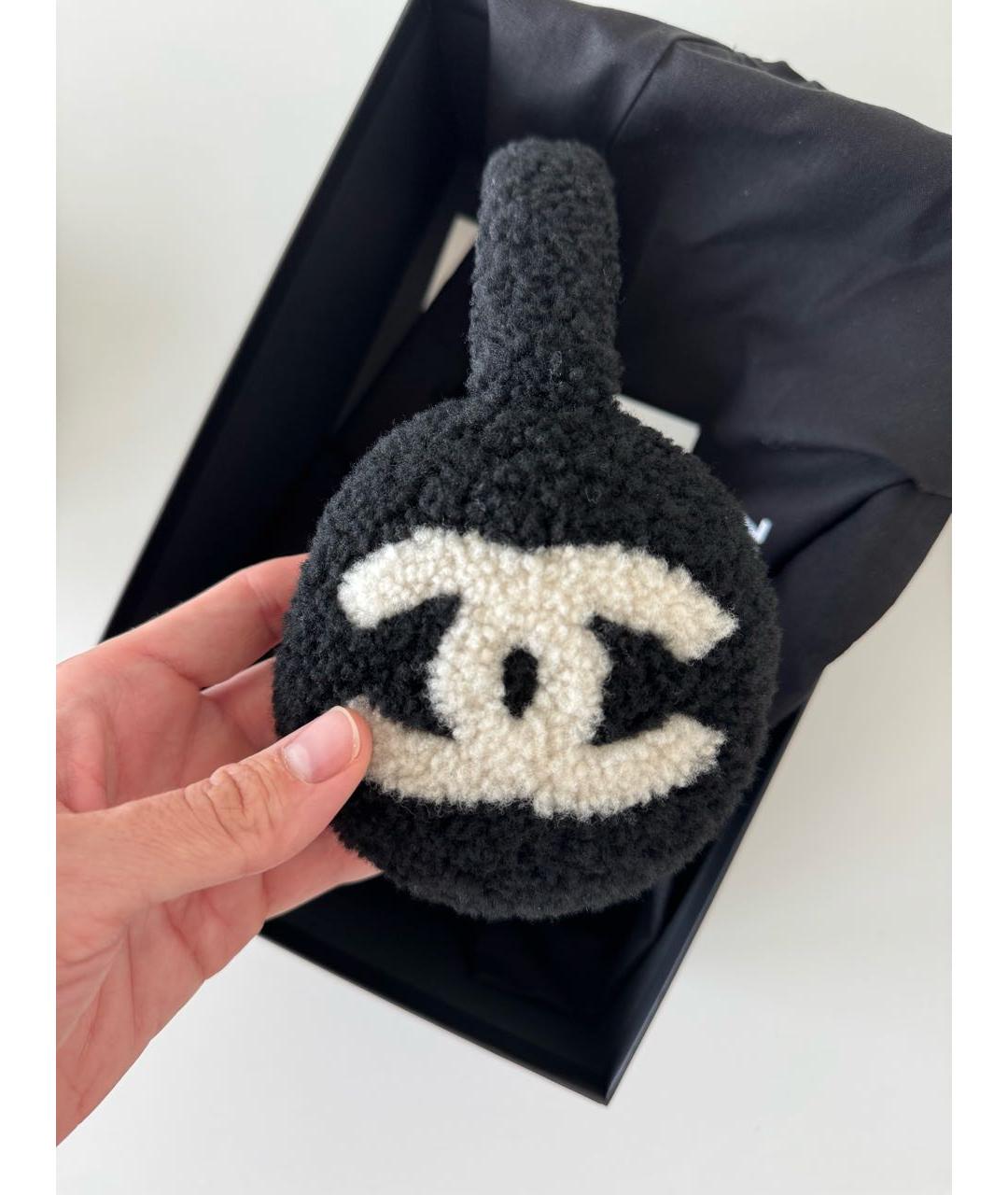 CHANEL Черные шерстяные наушники, фото 3