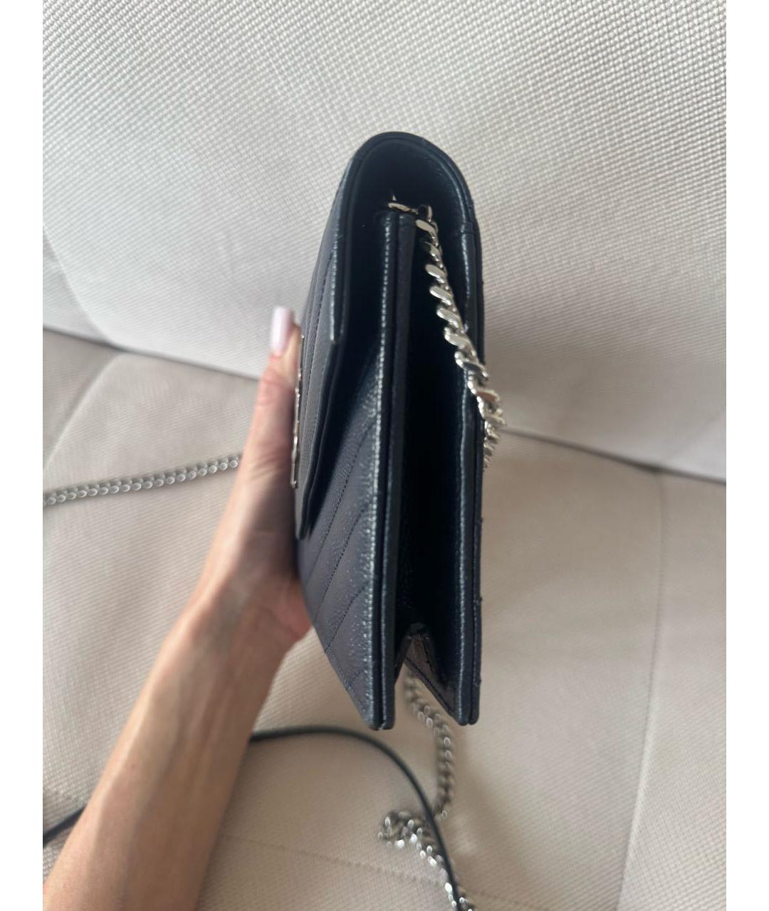 SAINT LAURENT Темно-синяя кожаная сумка через плечо, фото 3