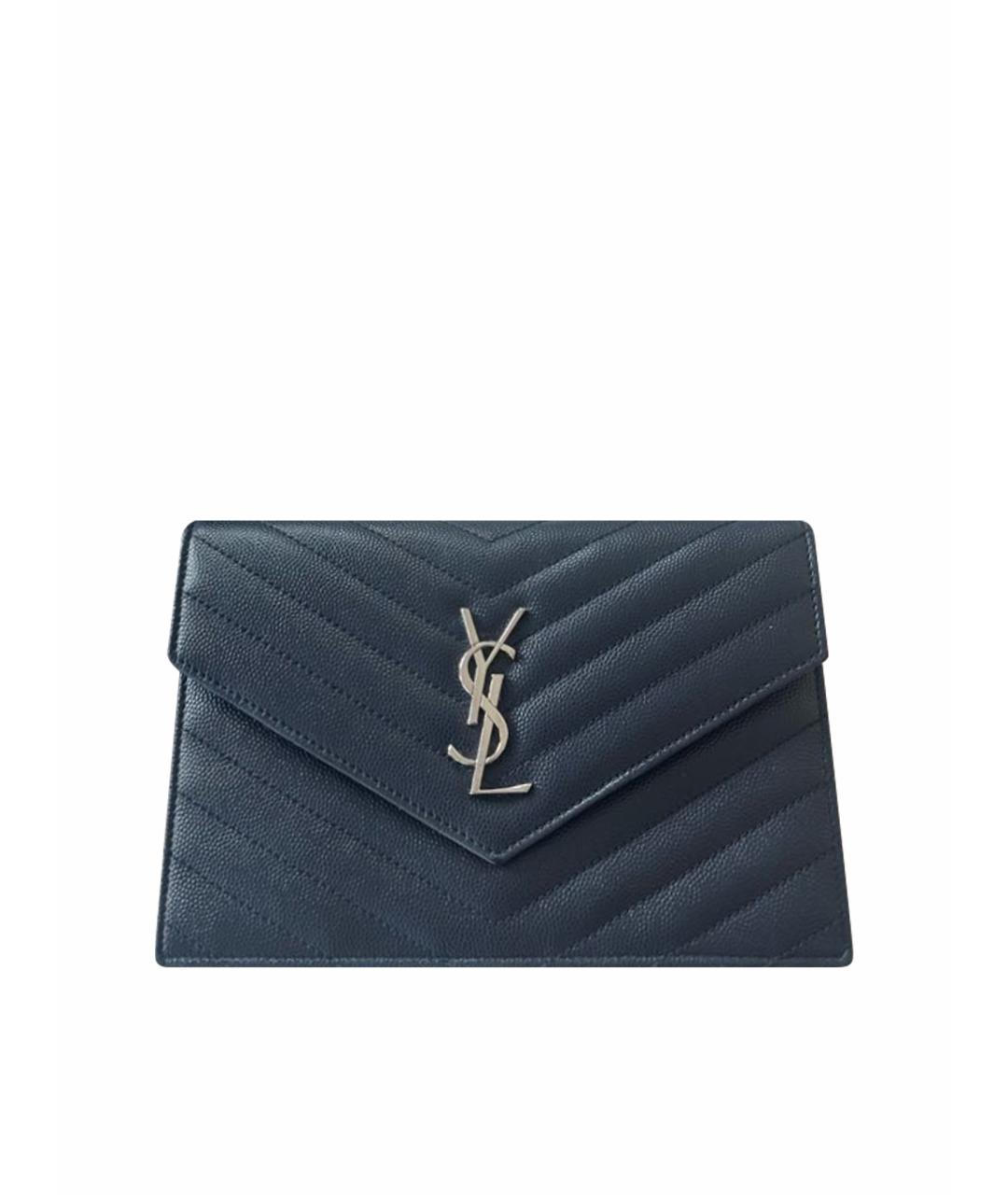 SAINT LAURENT Темно-синяя кожаная сумка через плечо, фото 1