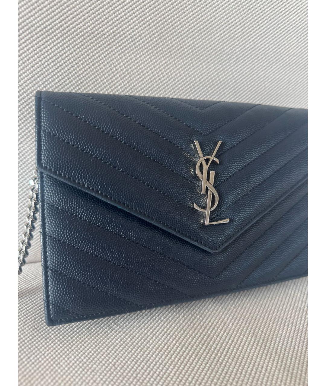 SAINT LAURENT Темно-синяя кожаная сумка через плечо, фото 2