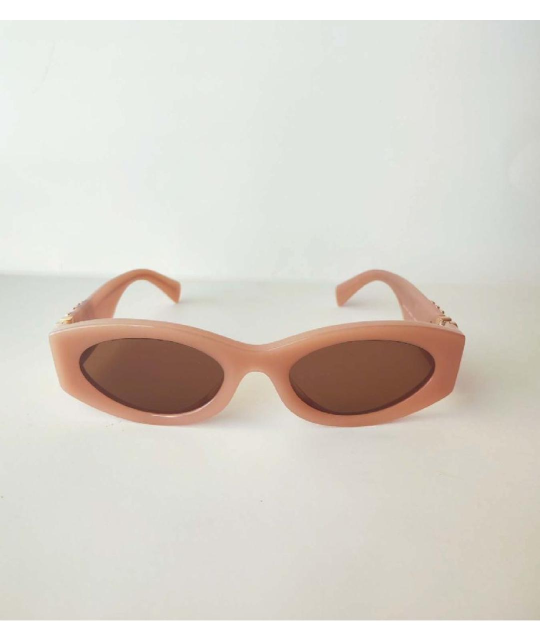 MIU MIU Бежевые пластиковые солнцезащитные очки, фото 10