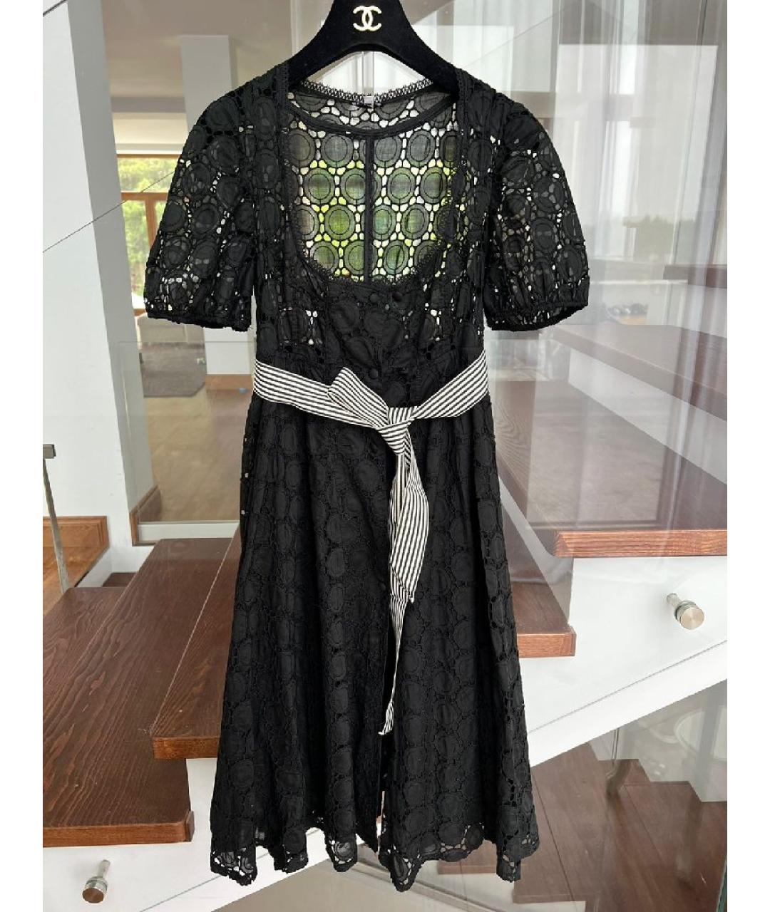 ALBERTA FERRETTI Черное хлопковое платье, фото 2