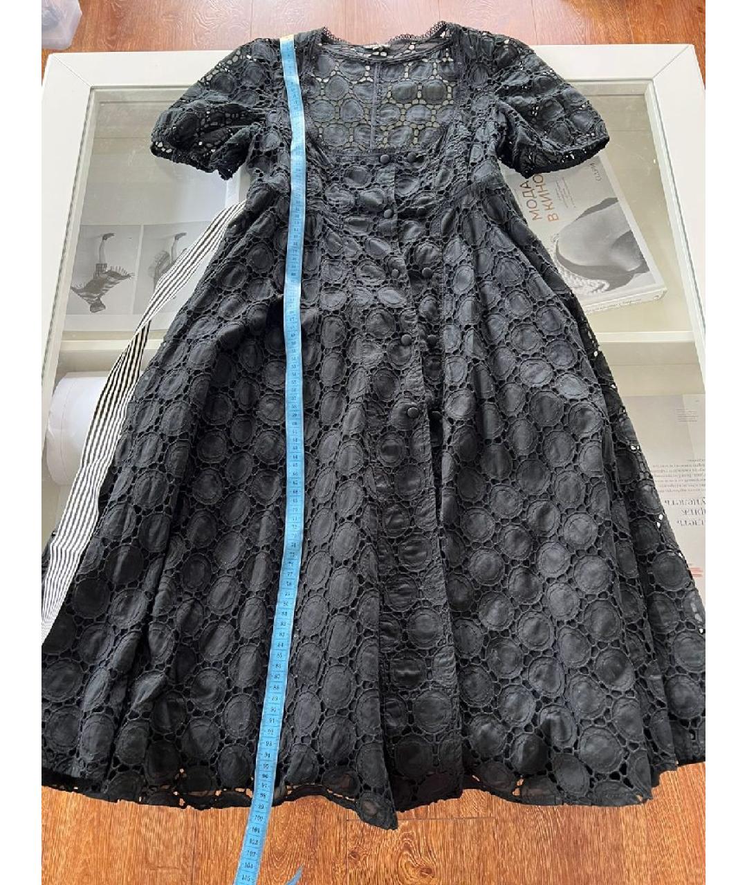 ALBERTA FERRETTI Черное хлопковое платье, фото 6