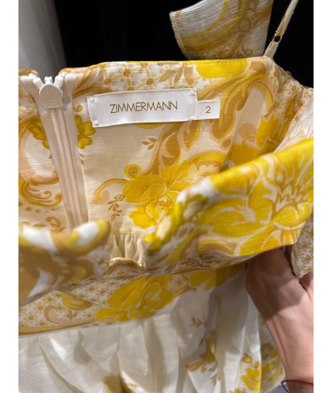 ZIMMERMANN Желтое льняное коктейльное платье, фото 3