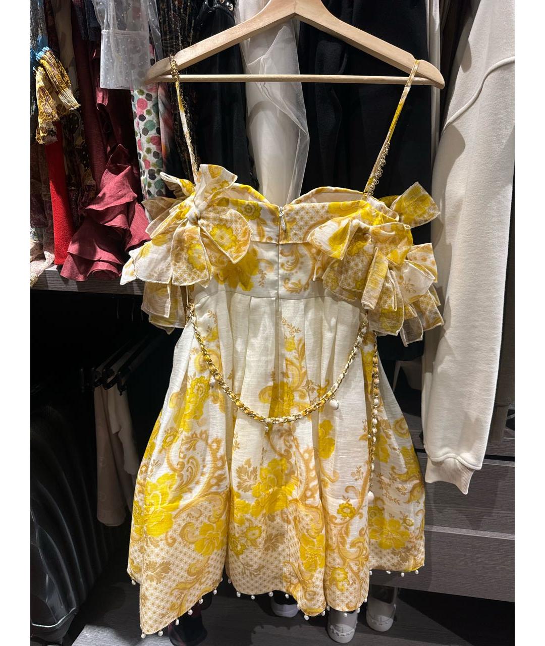 ZIMMERMANN Желтое льняное коктейльное платье, фото 2