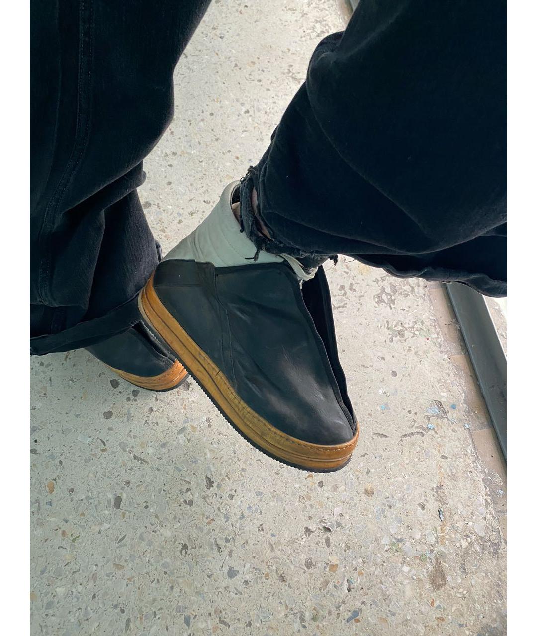 RICK OWENS Черные кожаные высокие кроссовки / кеды, фото 6