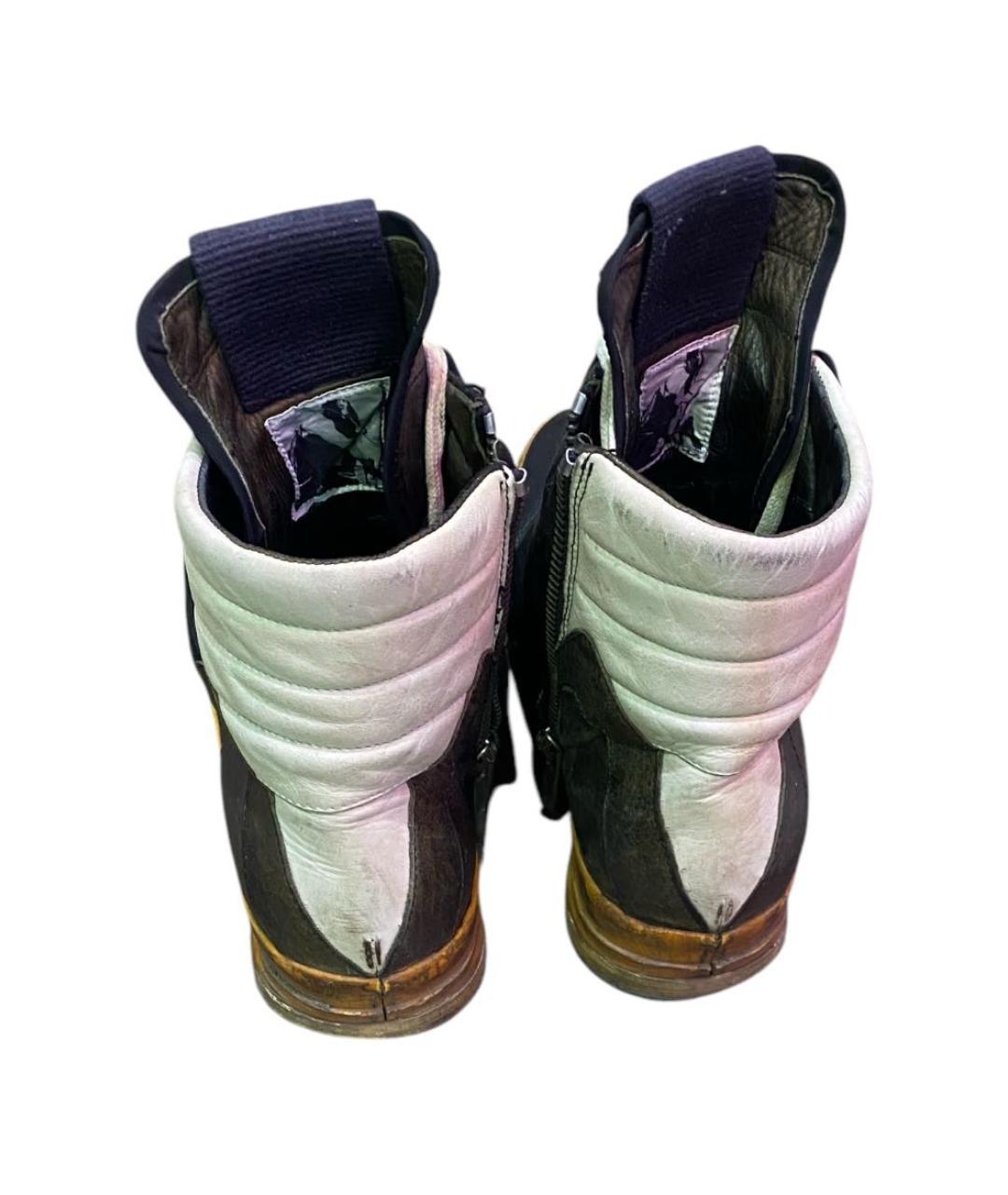 RICK OWENS Черные кожаные высокие кроссовки / кеды, фото 4