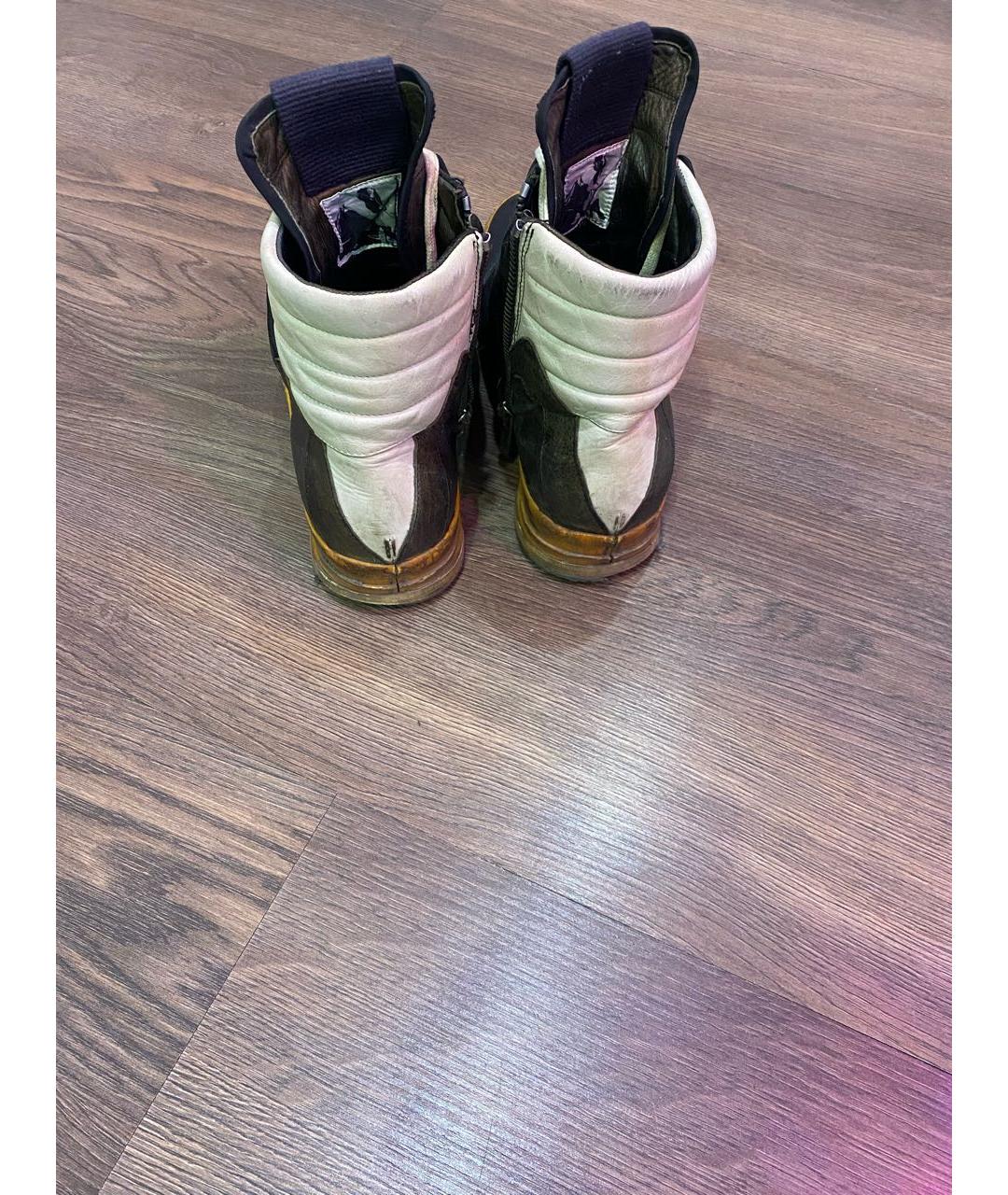 RICK OWENS Черные кожаные высокие кроссовки / кеды, фото 3