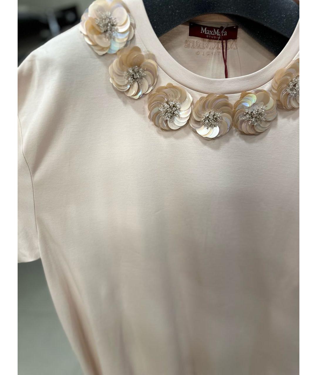 MAX MARA STUDIO Бежевая хлопковая футболка, фото 7