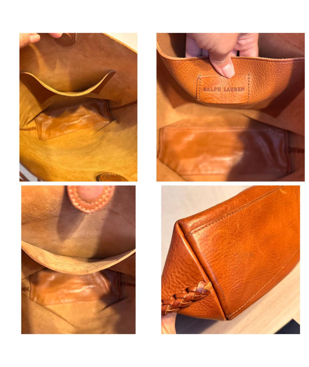 RALPH LAUREN Коричневая кожаная сумка тоут, фото 7