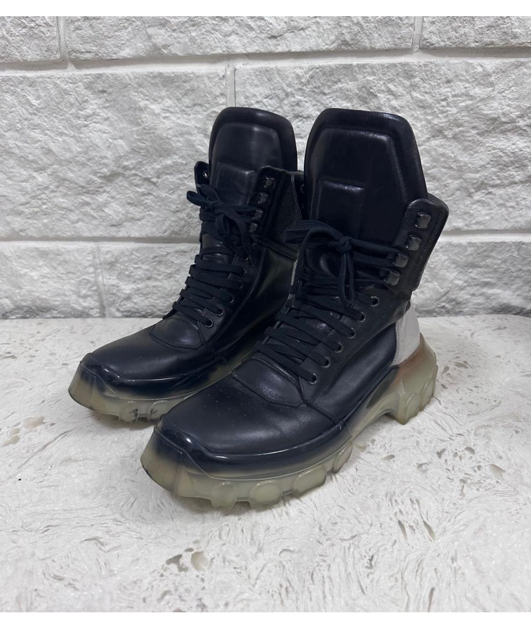 RICK OWENS Черные кожаные высокие ботинки, фото 7
