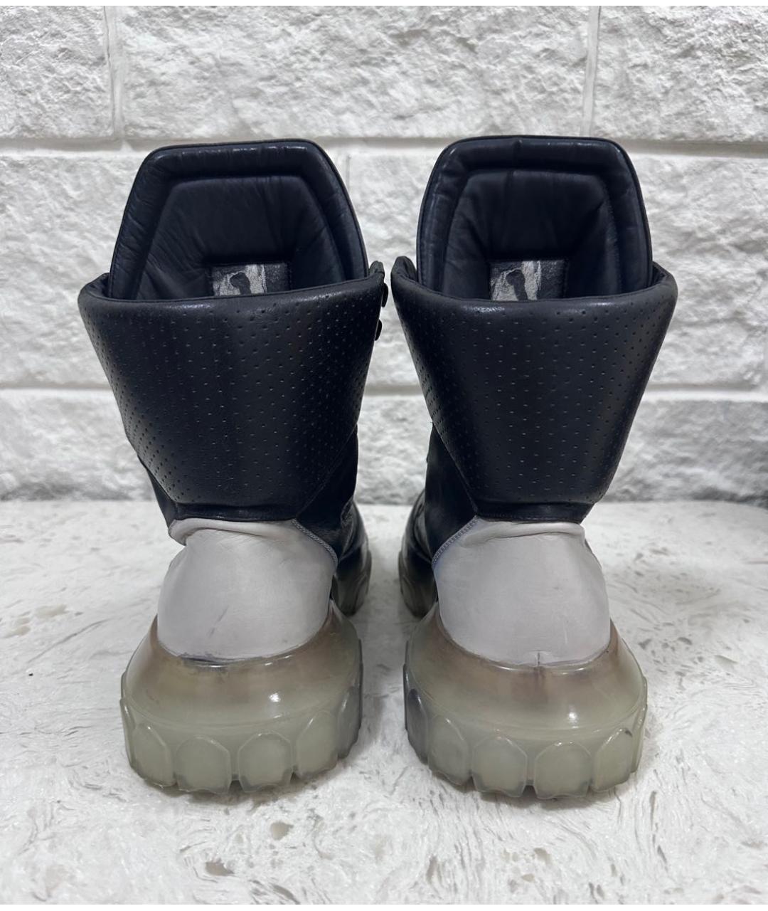 RICK OWENS Черные кожаные высокие ботинки, фото 3