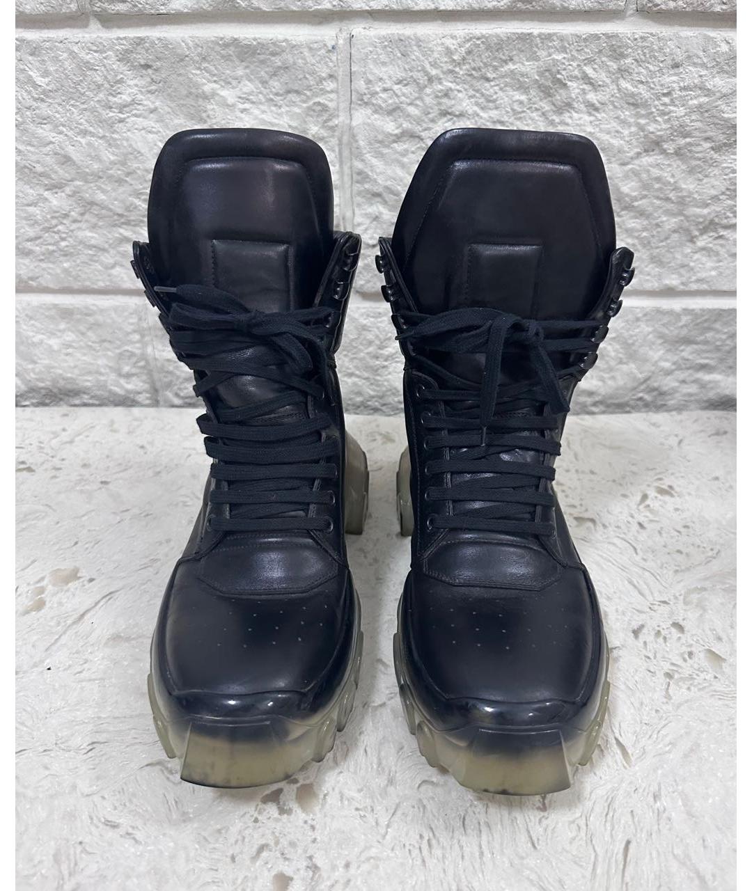 RICK OWENS Черные кожаные высокие ботинки, фото 2