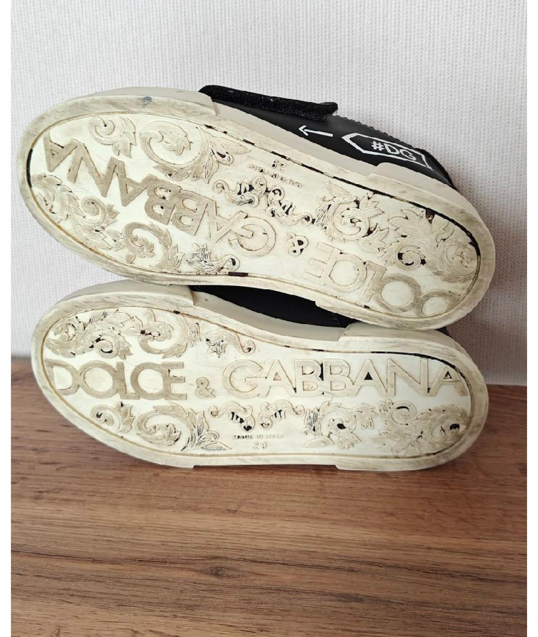 DOLCE&GABBANA Черные кожаные кеды, фото 7