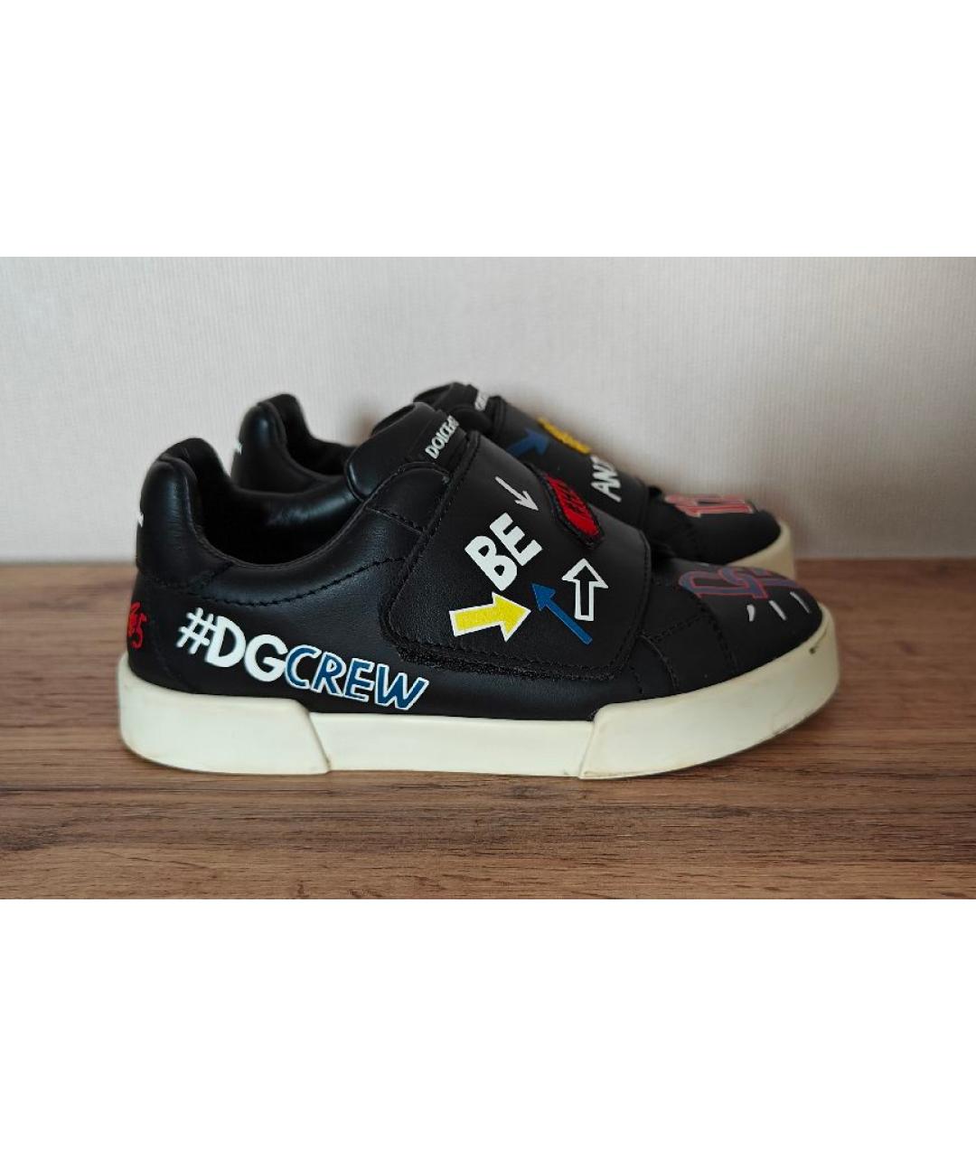 DOLCE&GABBANA Черные кожаные кеды, фото 8