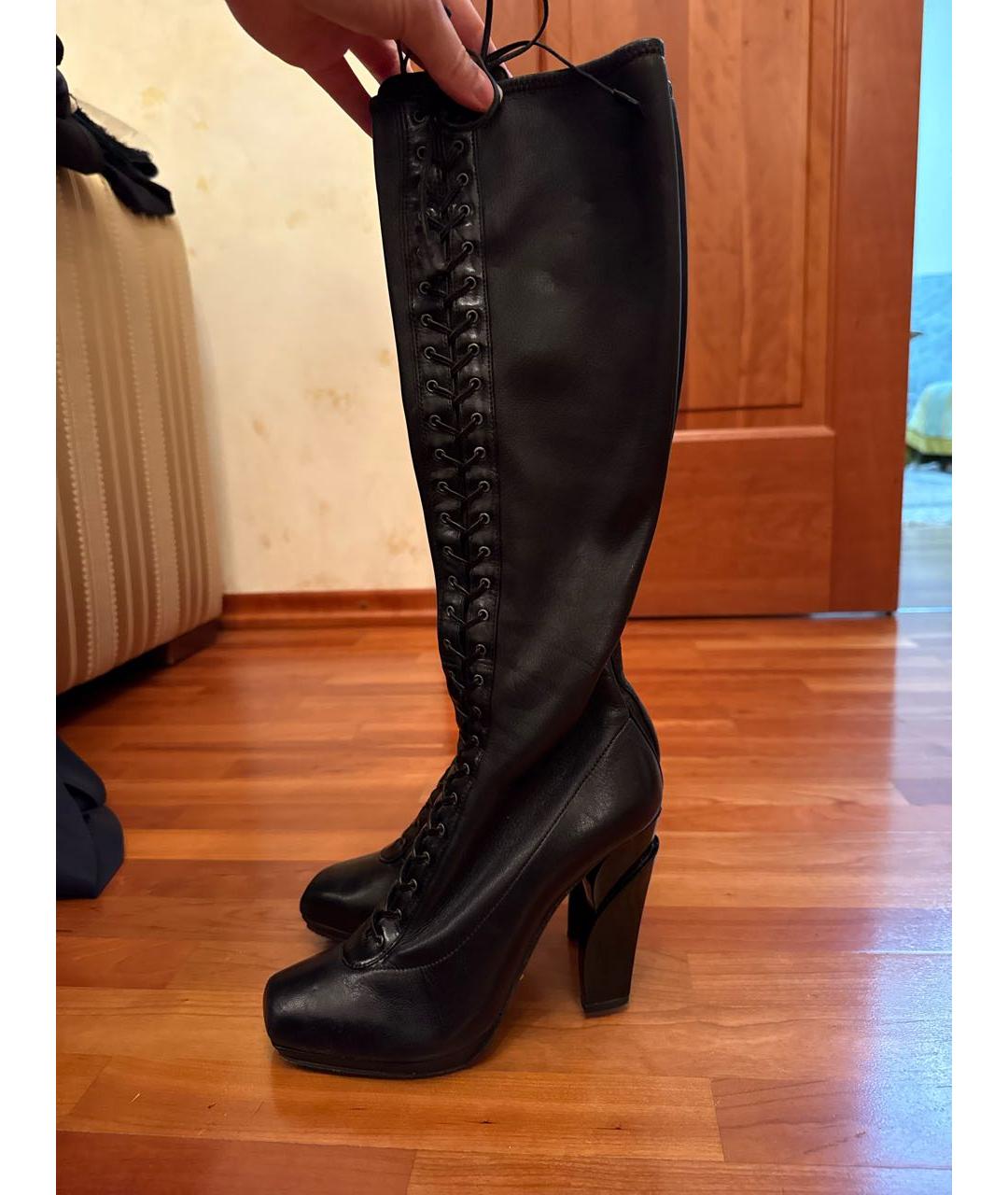 PRADA Черные кожаные сапоги, фото 9