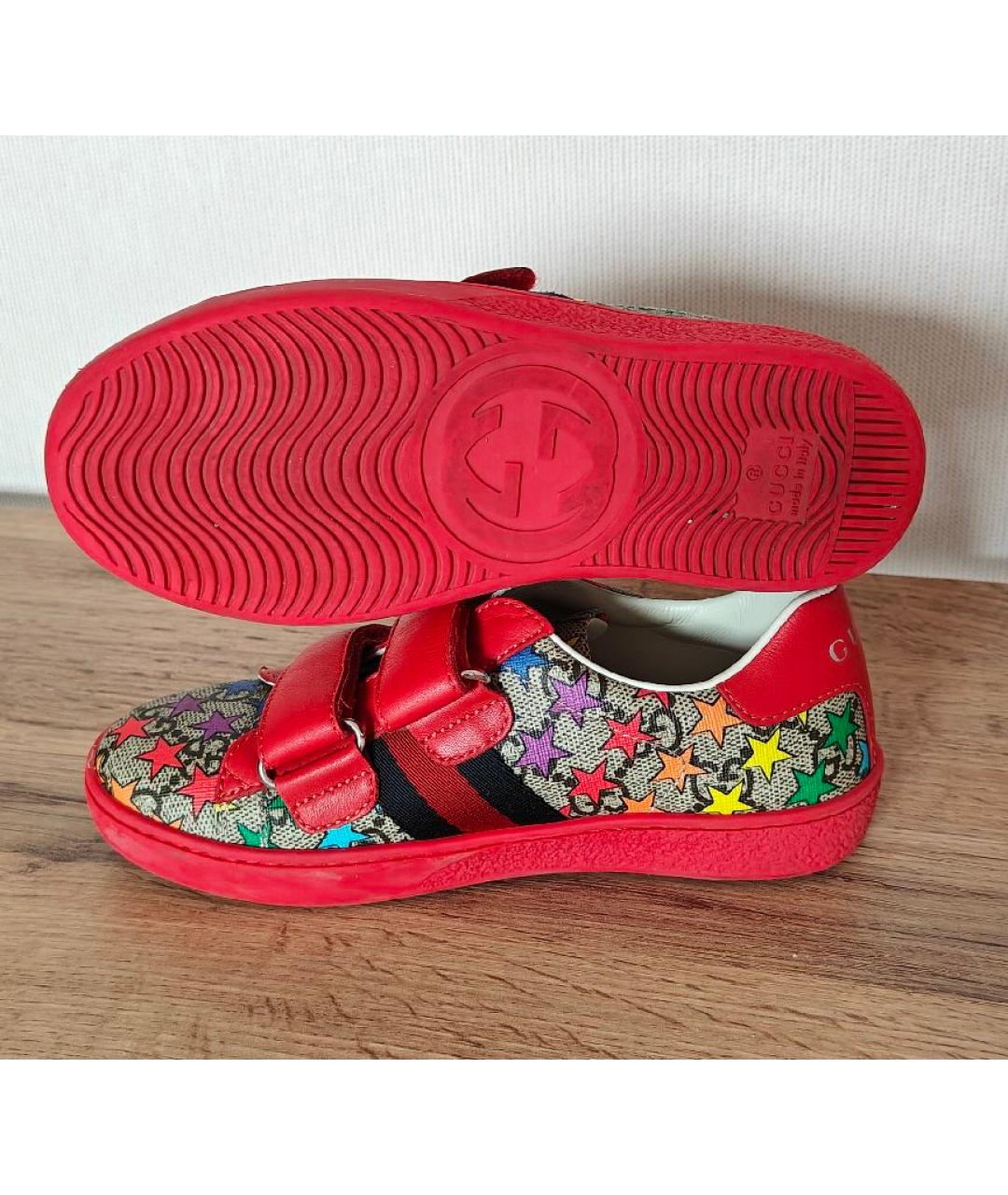 GUCCI Красные кожаные кеды, фото 7