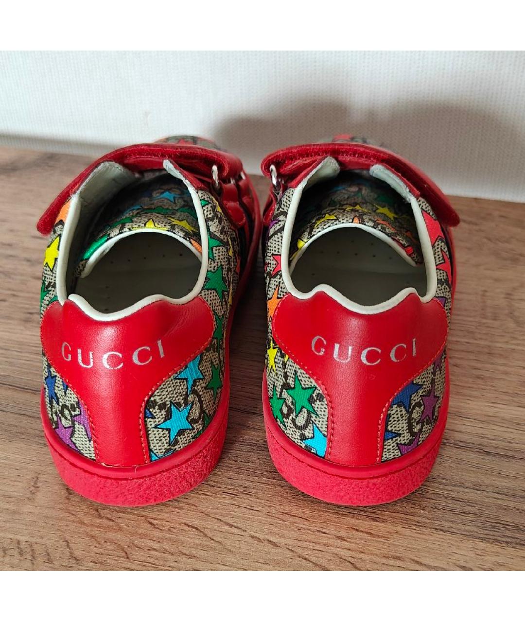 GUCCI Красные кожаные кеды, фото 4