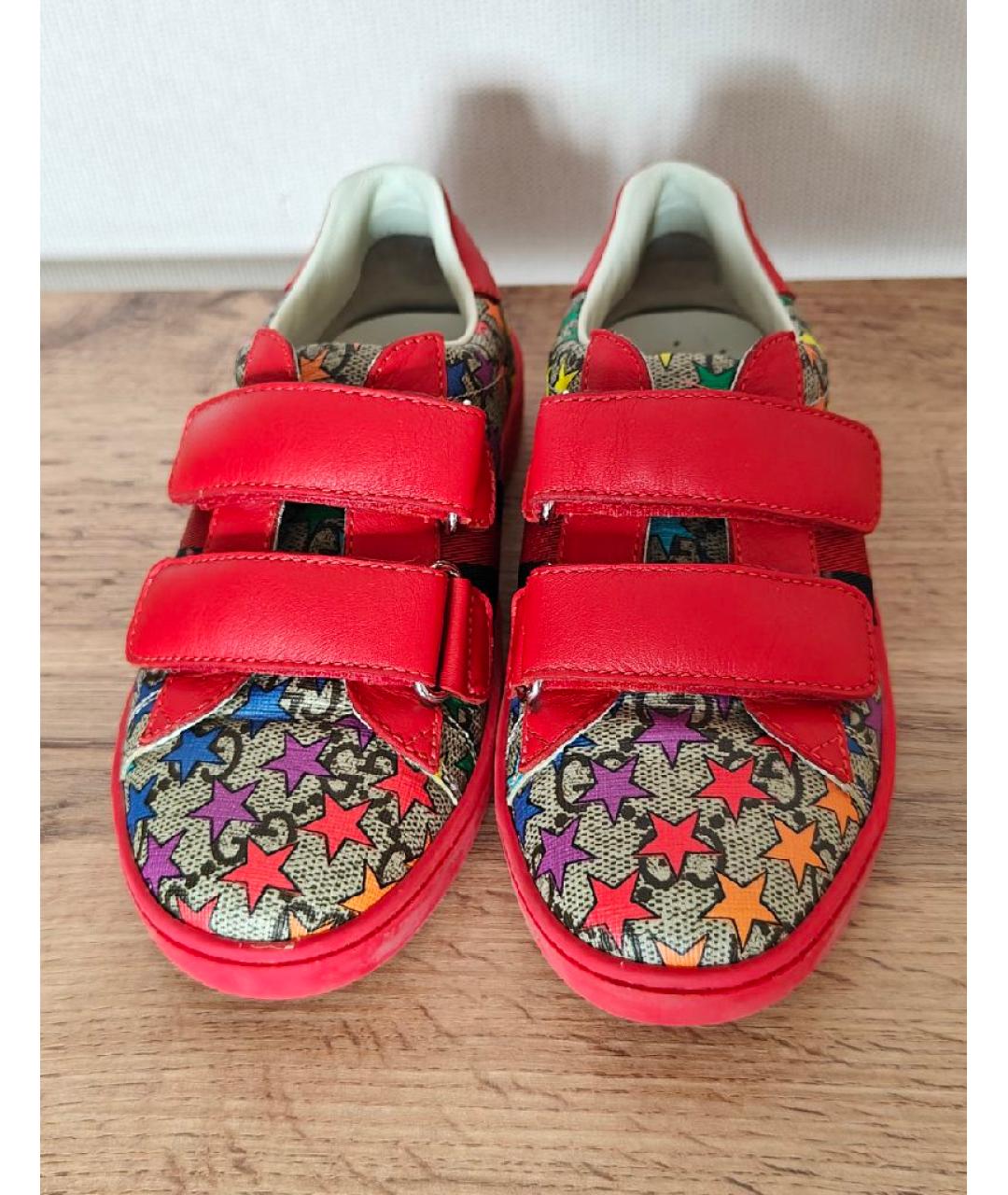 GUCCI Красные кожаные кеды, фото 2