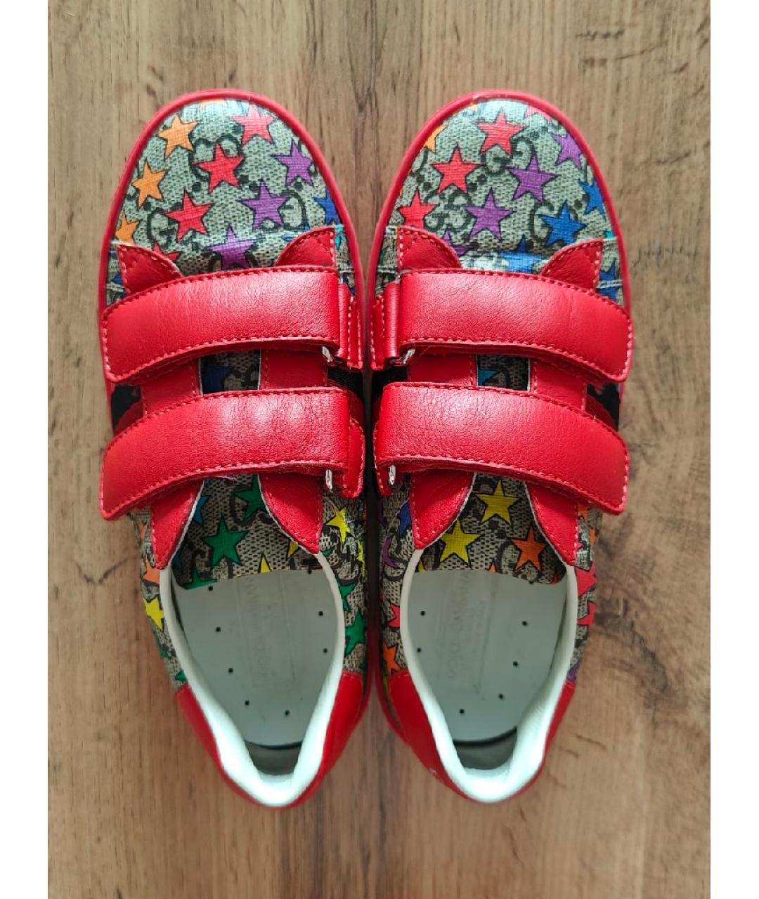 GUCCI Красные кожаные кеды, фото 3