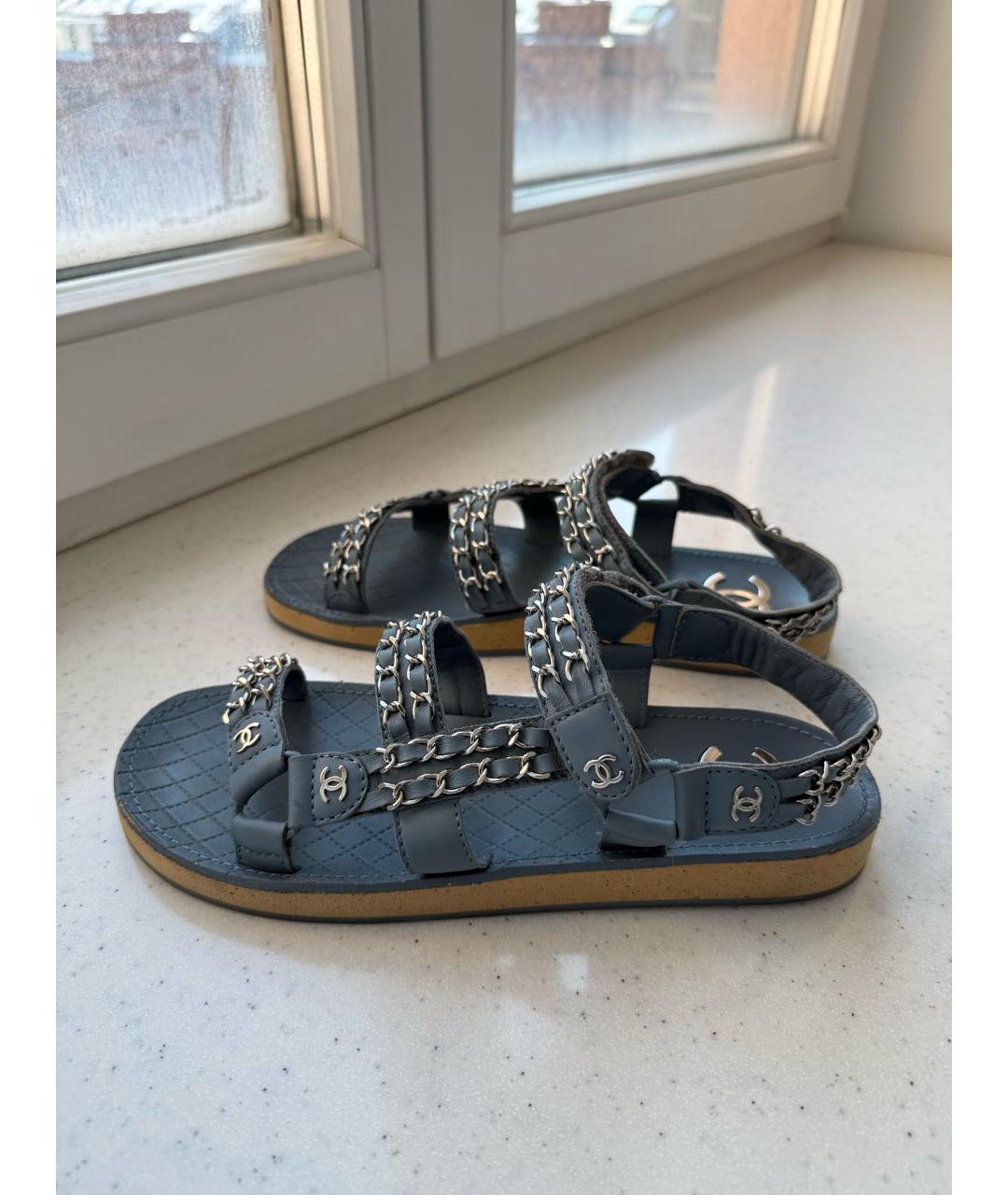 CHANEL Голубые сандалии, фото 6