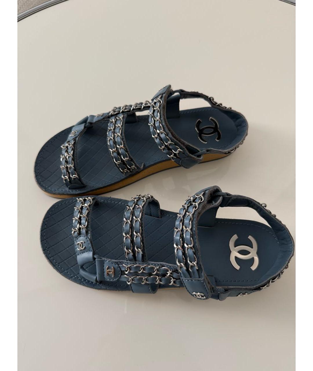 CHANEL Голубые сандалии, фото 2