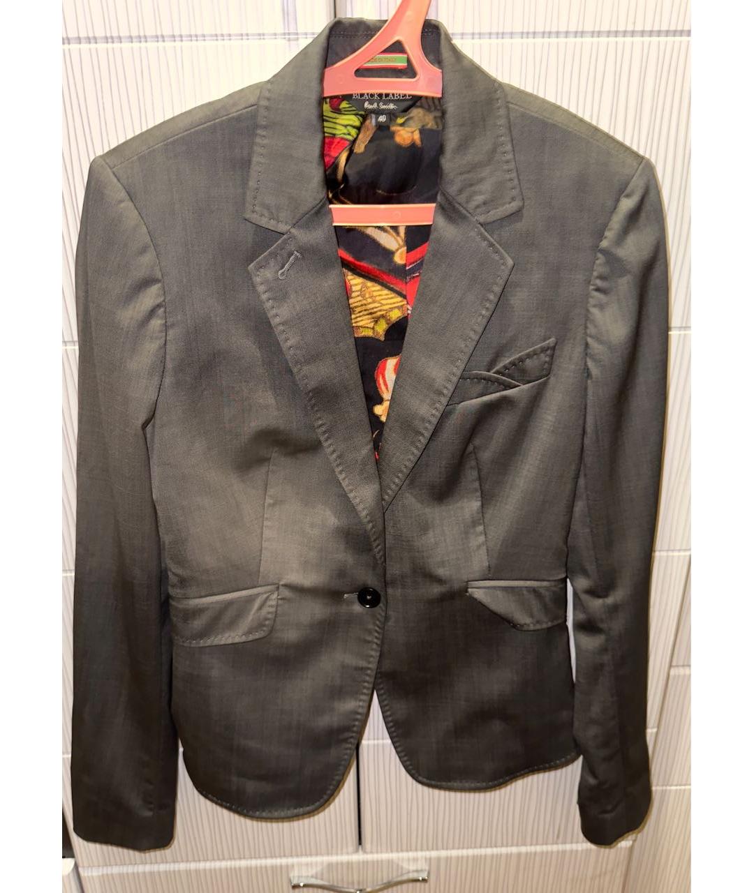 PAUL SMITH Антрацитовый шерстяной жакет/пиджак, фото 8