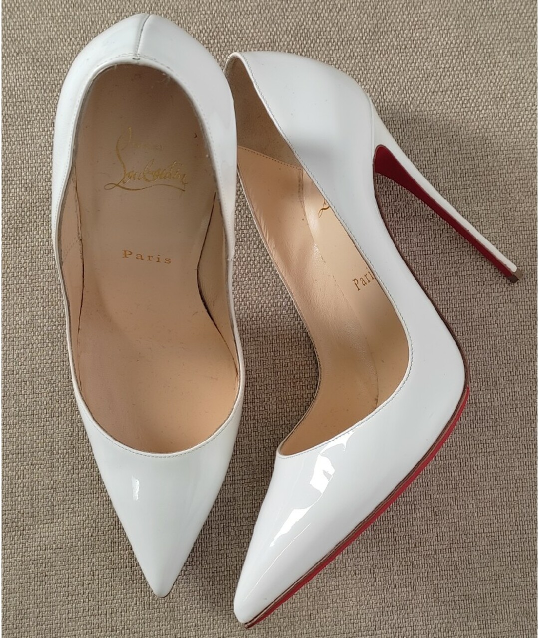 CHRISTIAN LOUBOUTIN Белые туфли из лакированной кожи, фото 5