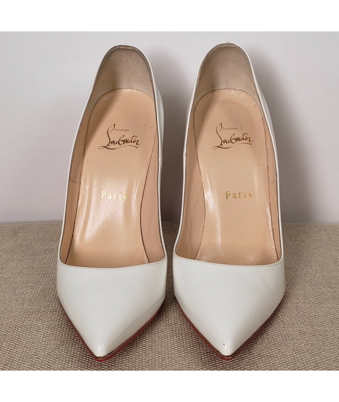 CHRISTIAN LOUBOUTIN Белые туфли из лакированной кожи, фото 2