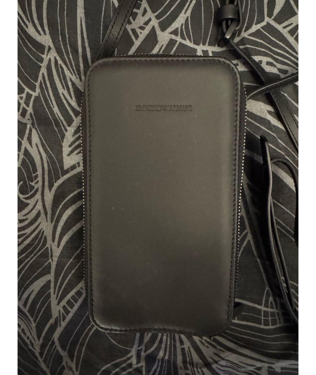 EMPORIO ARMANI Черная кожаная сумка на плечо, фото 6