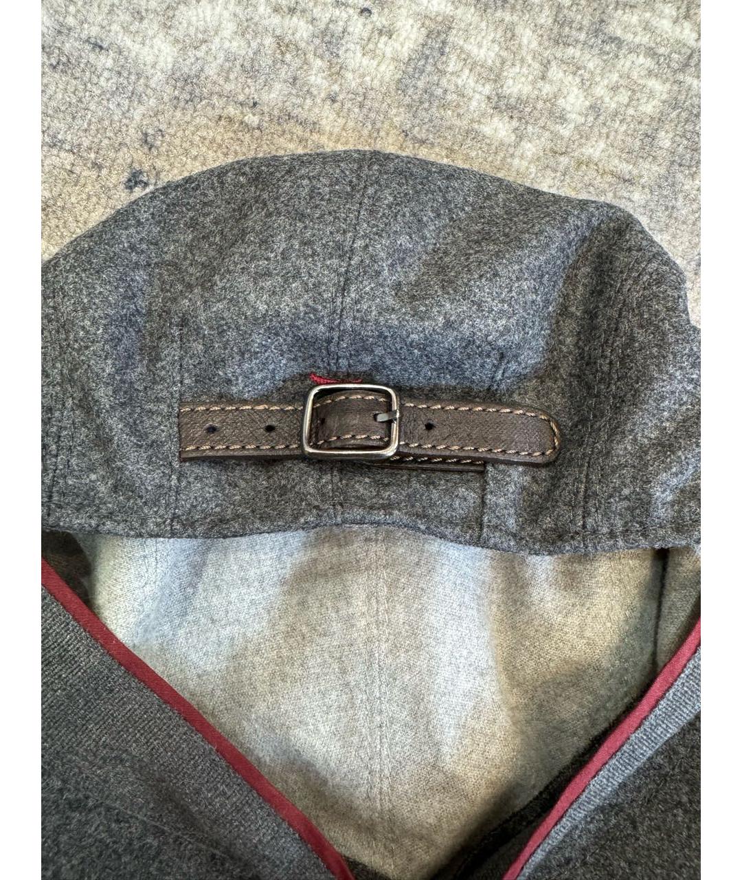 BRUNELLO CUCINELLI Антрацитовая шерстяная кепка/бейсболка, фото 6