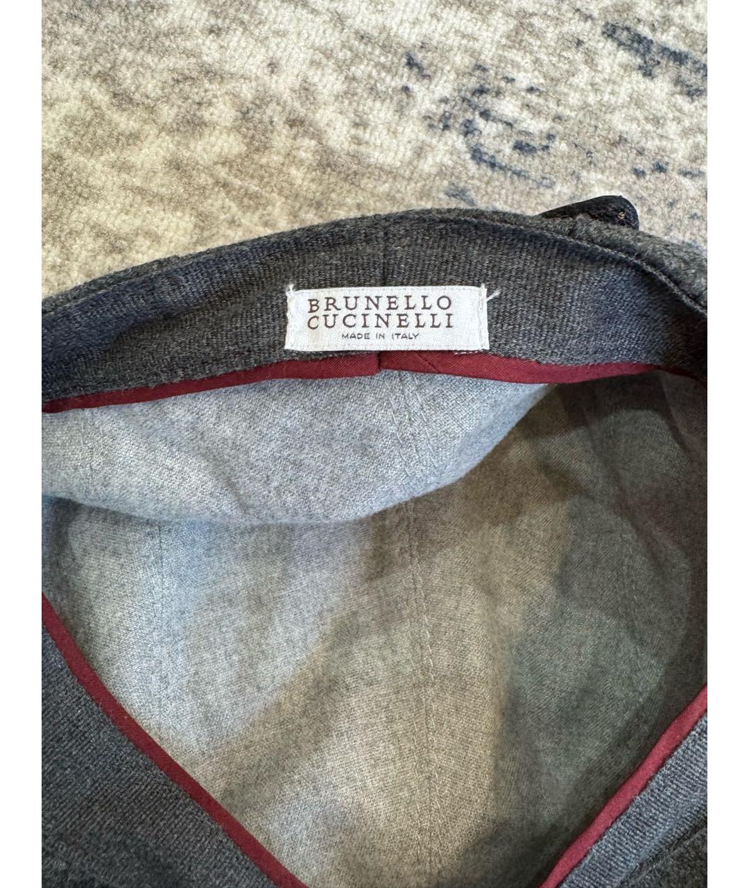 BRUNELLO CUCINELLI Антрацитовая шерстяная кепка/бейсболка, фото 7