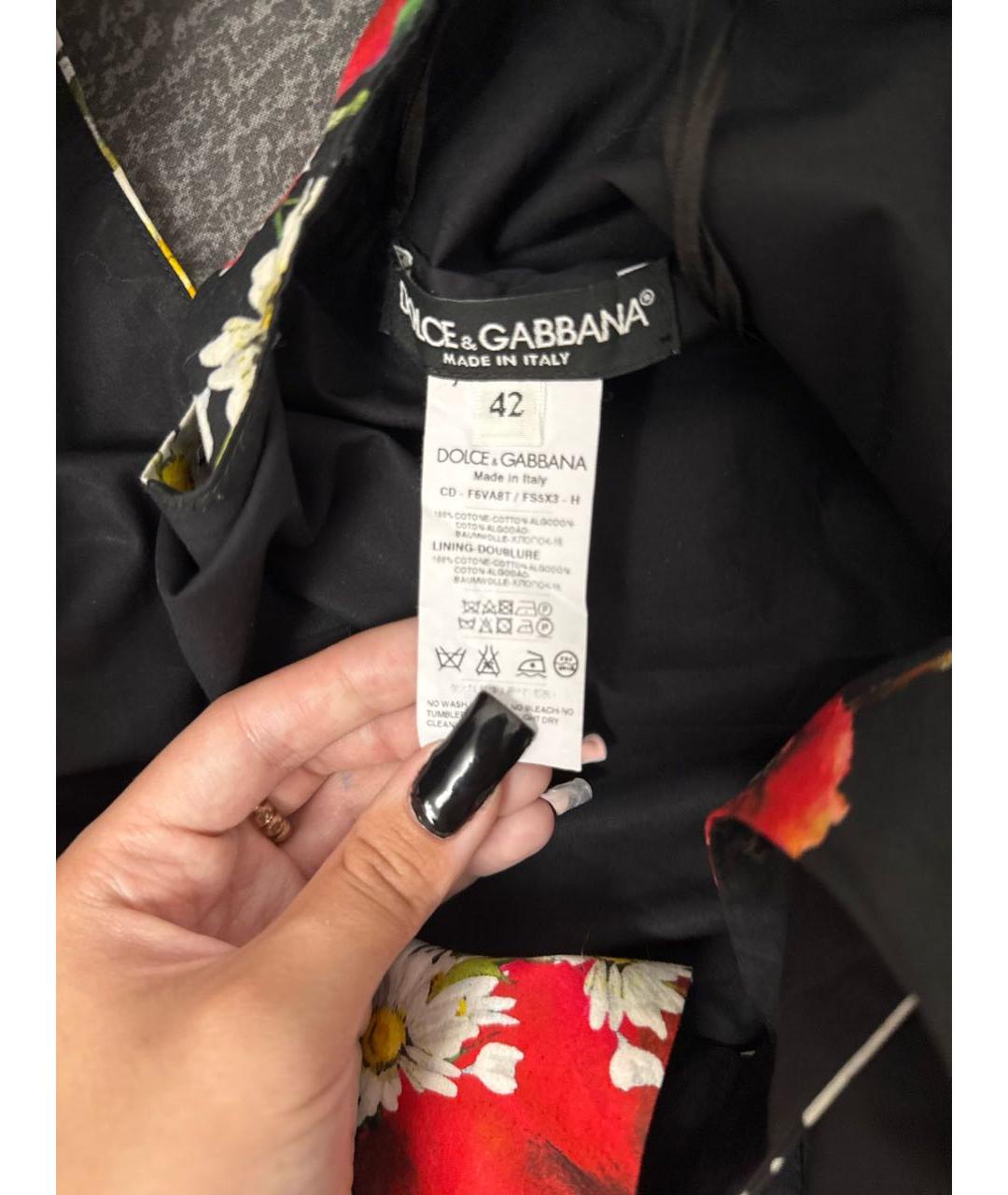DOLCE&GABBANA Черное хлопковое повседневное платье, фото 6