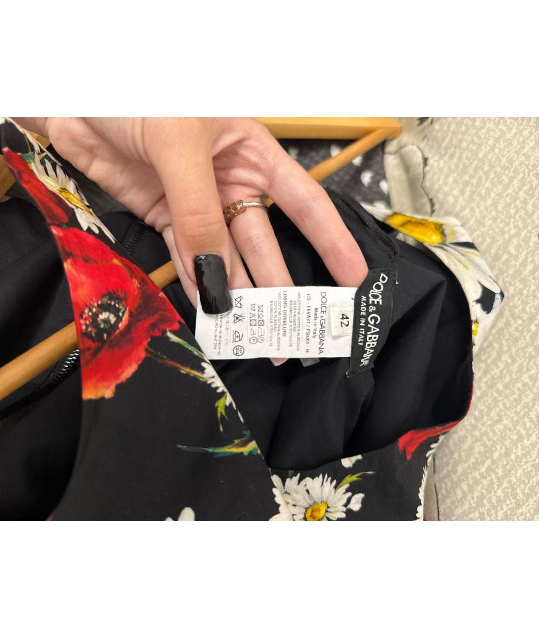 DOLCE&GABBANA Черное хлопковое повседневное платье, фото 3